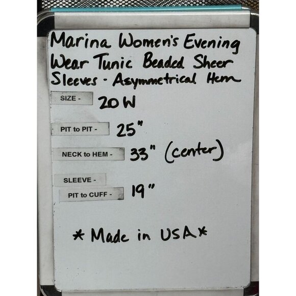 Marina Navy Blue Beaded sheer sleeve tunic Asymmetrical Hem Sz 20W Dark Romantic - Picture 12 of 12